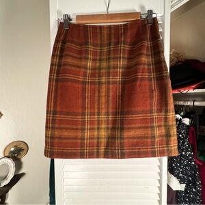 Talbots Burnt Orange Wool Mini Pencil Skirt